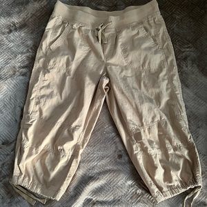 Faded Glory - light weight cargo style, tan, with elastic waist. SZ 14